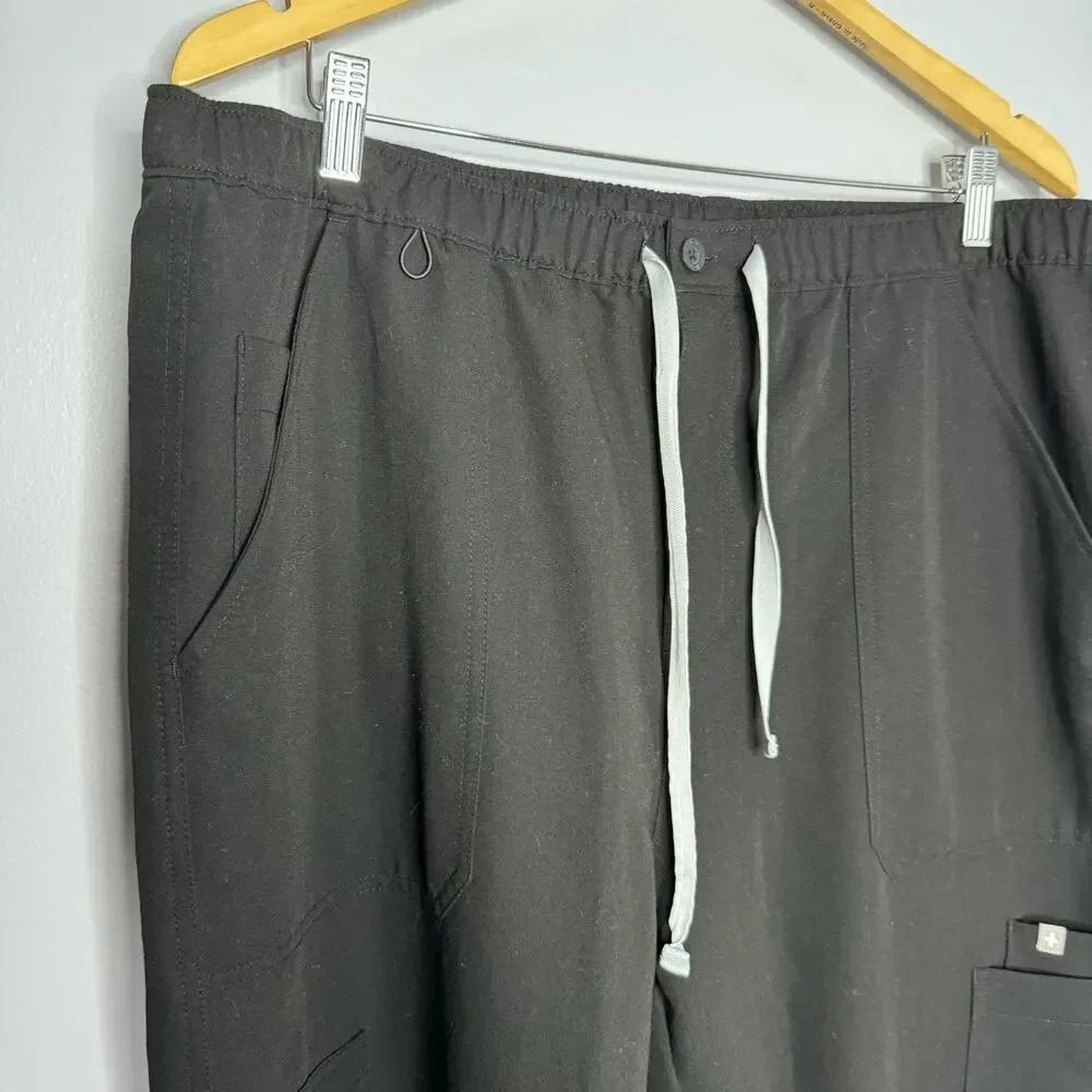Figs Black Cairo Cargo Scrub Pants Men's XXL Tall Medical Nurse Black